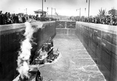 The opening of the first section of the Erie Canal