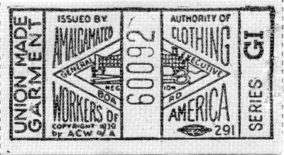 Union Label. Amalgamated Clothing Workers of America
