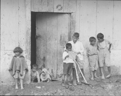 Mexico.  Typical Group of Children about Doorway. Jalapa.  (1925)